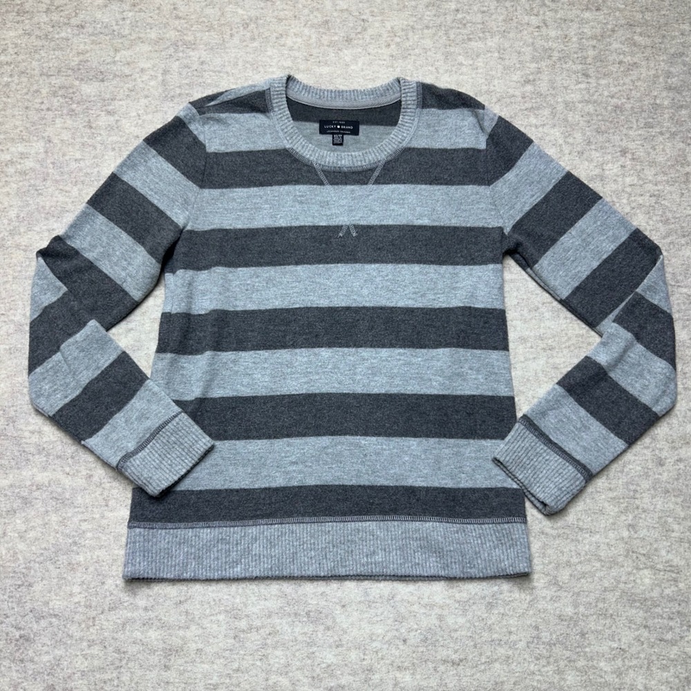 Lucky Brand Womens Striped Long Sleeve Top‎ XS Crewneck Sweater Soft Cozy